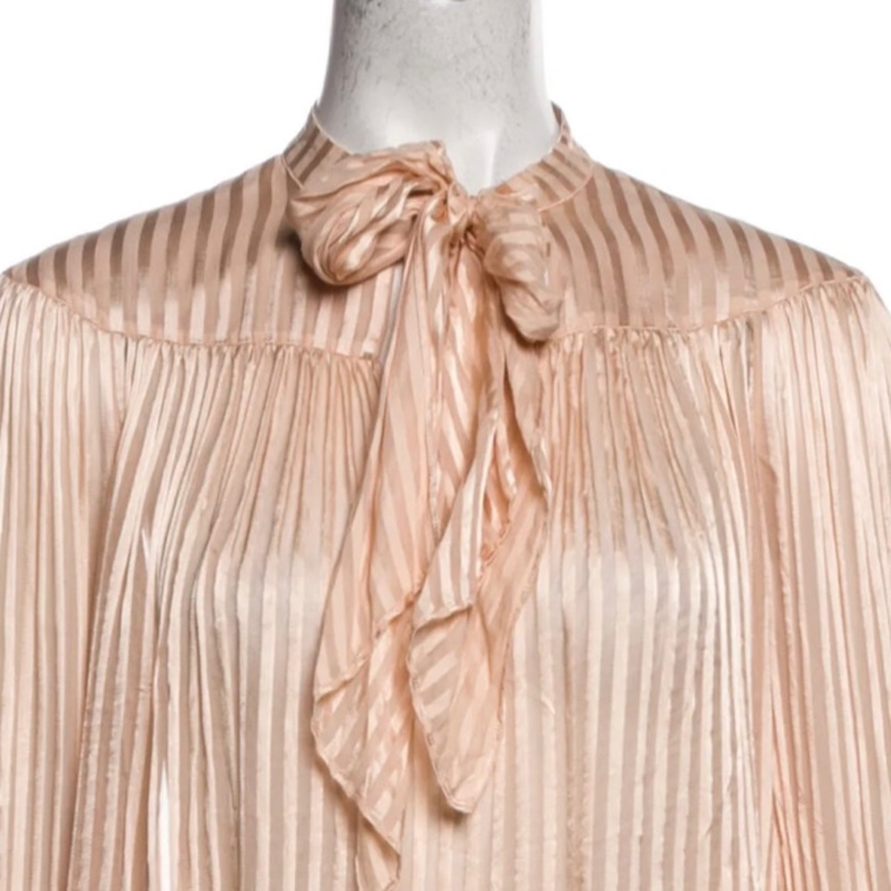 Alice + Olivia Danika Striped Tie-Neck Blouse - XS